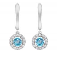Goldene Ohrringe mit blauen Topasen und Diamanten Macy