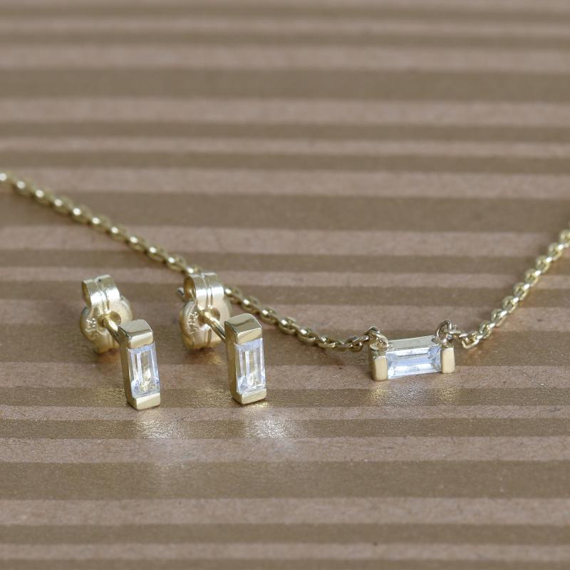 Goldset Ohrringe und Halskette mit Saphiren 20719