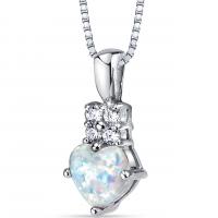 Silberne Kette mit Opal in Herzform und Zirkonia Dawel