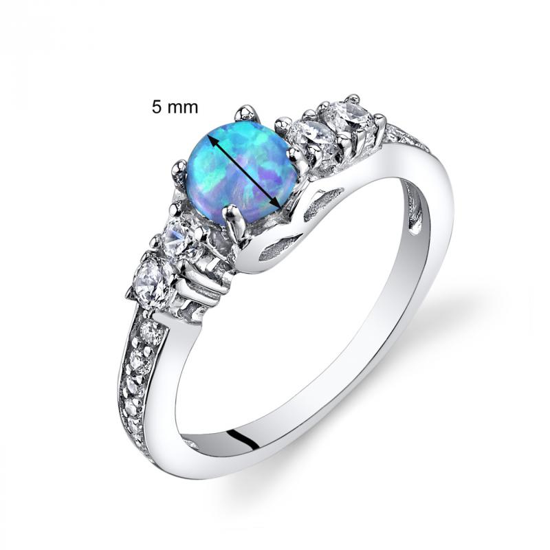 Silberner Ring mit blauem Opal und Zirkonia Tereza 21089