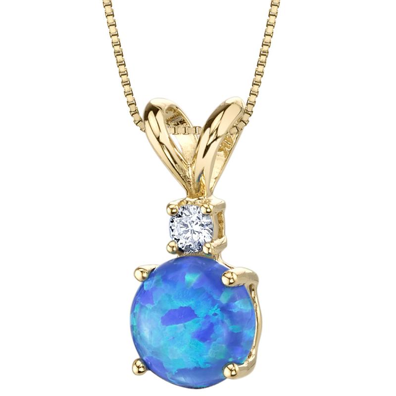 Halskette mit rundem Opal und Diamanten Xella