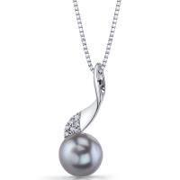 Elegante Halskette aus Silber mit Perle und Zirkonia Aziade