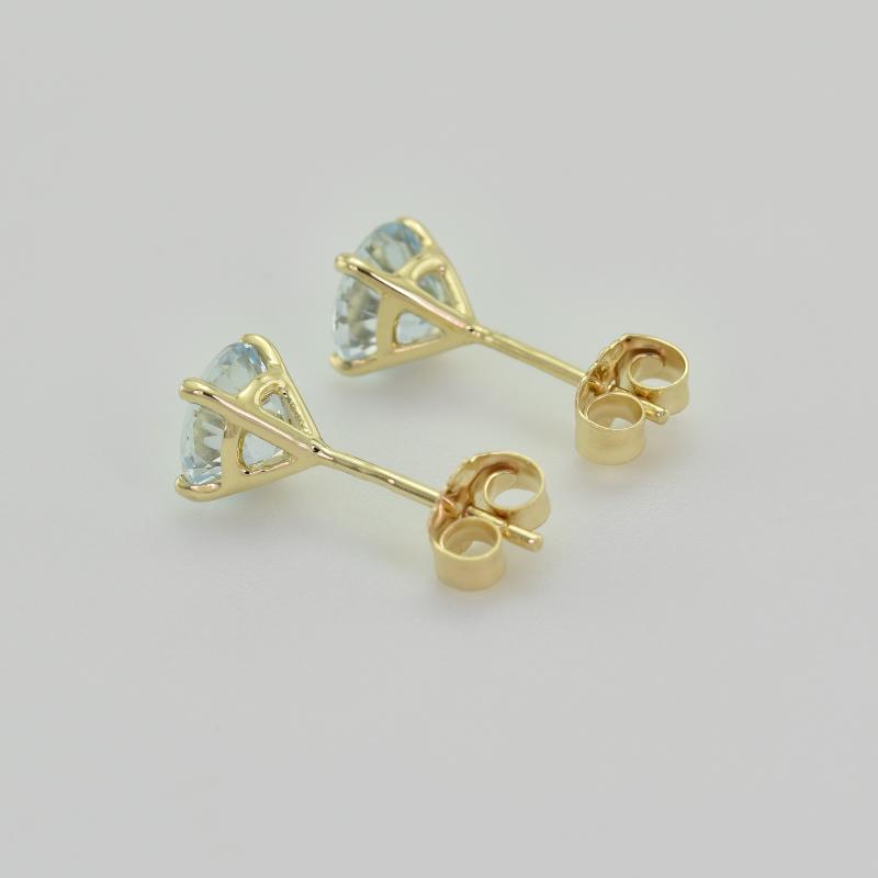 Goldene Ohrringe mit runden Aquamarinen Deori 26589