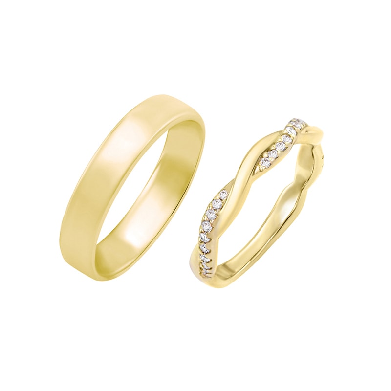 Einzigartiger Ehering mit Diamanten und klassischer Court Ring Lau 29629