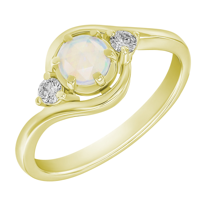 Goldener Verlobungsring mit Opal und Diamanten Eleie