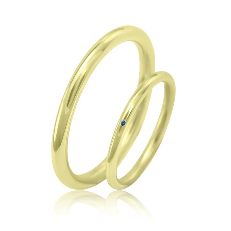 Schlichte Eheringe aus Gold mit blauem Diamant Alays 30039