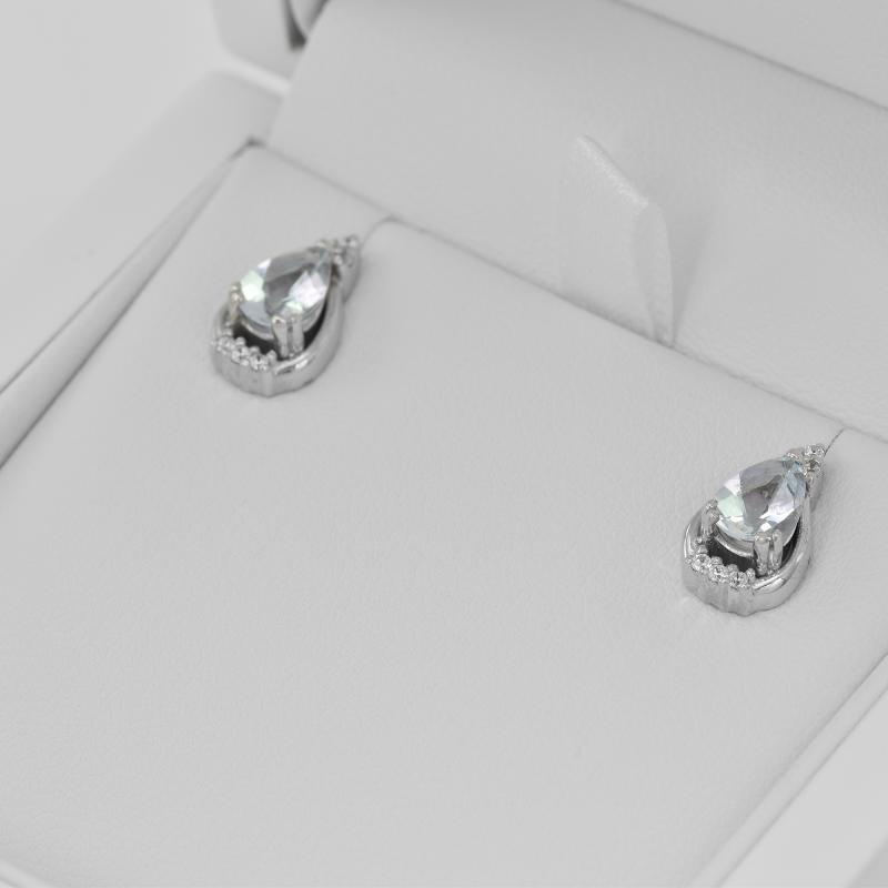 Silber Ohrringe mit Aquamaring in Eppi-Geschenkbox 30699