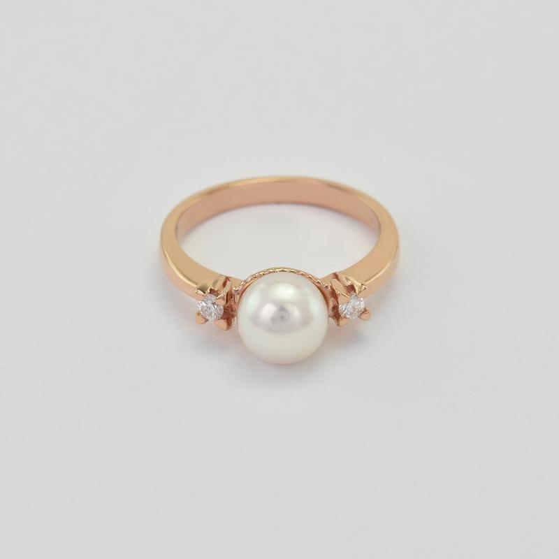Eleganter Verlobungsring mit Perle und Diamanten 30839