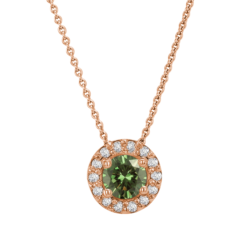 Halo-Halskette mit grünem Diamanten Vicky 32239