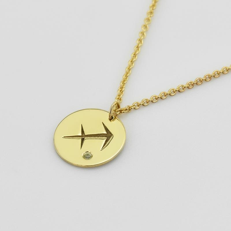 Halskette Schütze Sternzeichen mit Olivin 