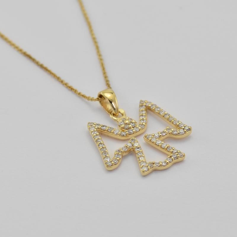 Goldkette mit Diamanten Engel-Anhänger Jayon