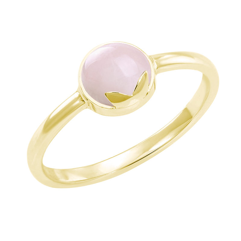 Goldener Ring mit Cabochon-Rosenquarz Yana 41299