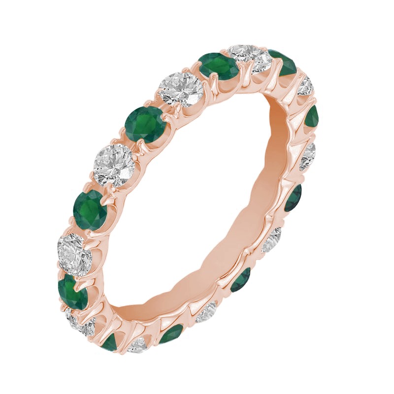 Goldener Ring rundum mit Smaragden und Diamanten Mette