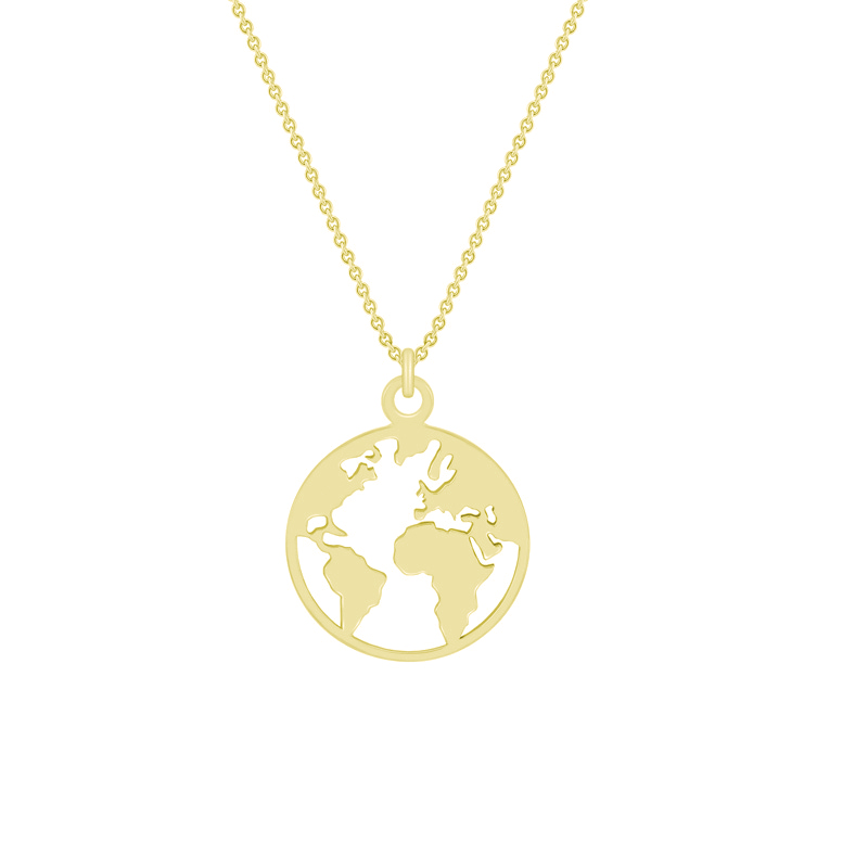 Goldene Halskette mit Weltkarte World