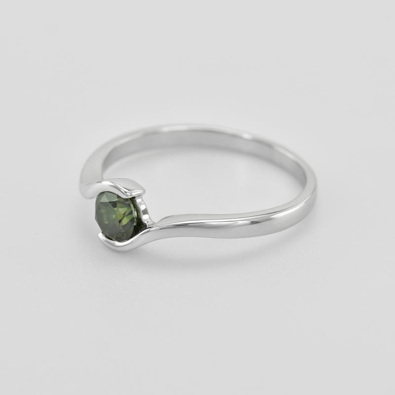 Verlobungsring aus Platin mit grünem Diamant Saffar 45239