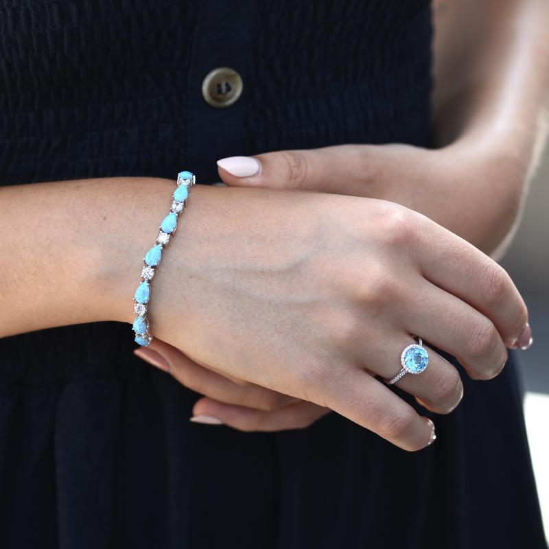 Silber-Armband mit blauen Opalen 46869