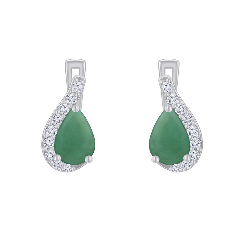 Silberne Ohrringe mit Smaragden und Zirkonia Rina 47179