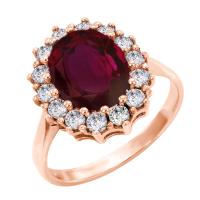 Goldener Halo-Ring mit Rubin und Diamanten Klement