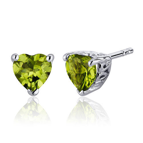 Silberne Ohrringe mit Olivinen in Herzform Gracelyn