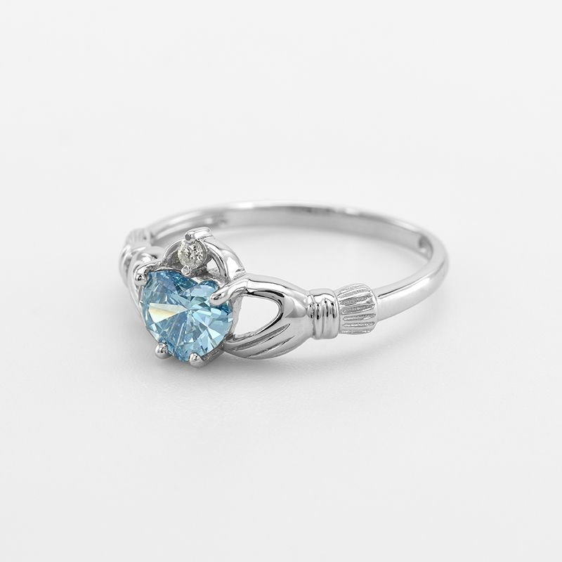 Goldener Claddagh-Ring mit Topas und Diamant Mariya 58349