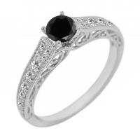 Verlobungsring im Vintage-Stil mit schwarzem Diamant Keran