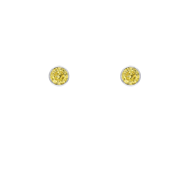 Bezel Ohrringe aus Platin mit gelben Diamanten Tofine