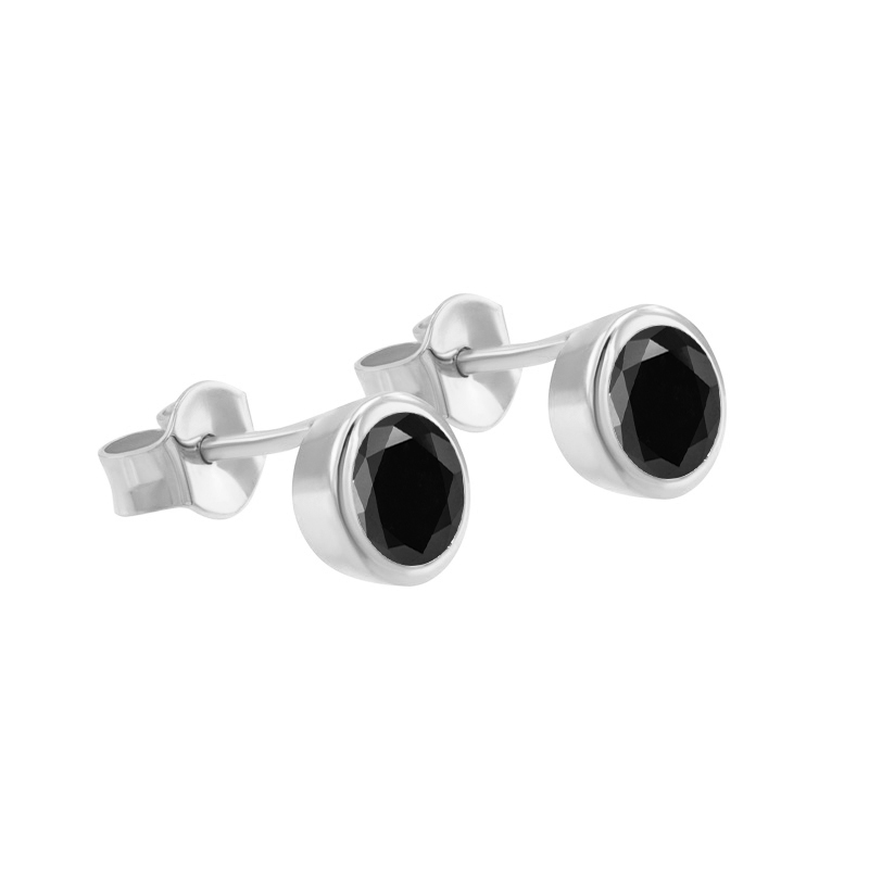 Bezel Ohrringe aus Platin mit schwarzen Diamanten Wetty 71119