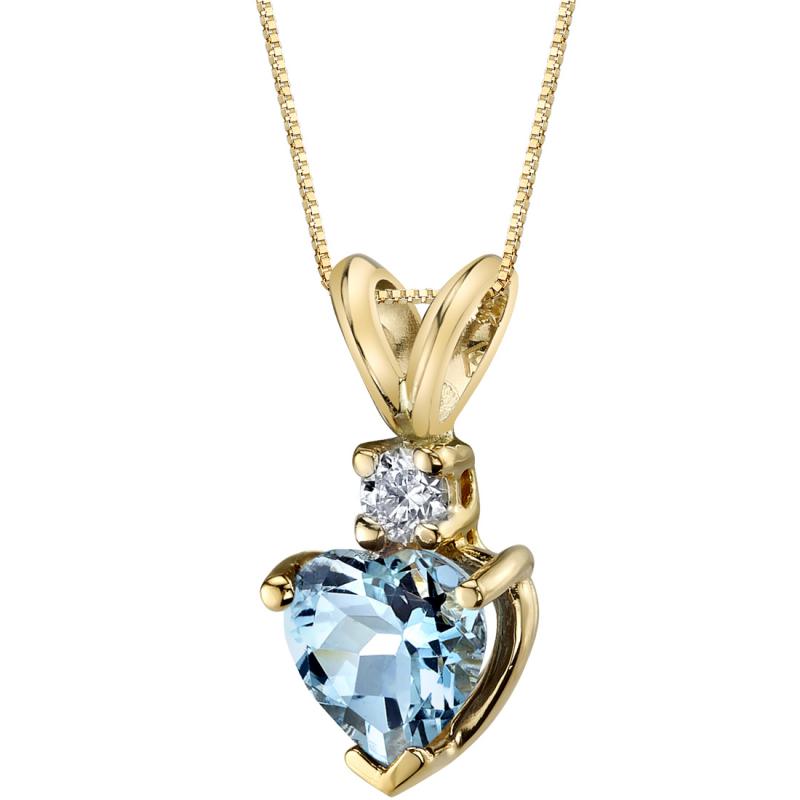  Goldene Halskette mit Aquamarinherz und Diamanten Dorevie 7889