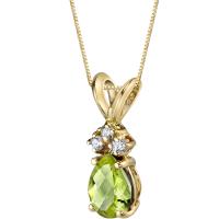 Olivinträne in goldener Halskette mit Diamanten Reyba