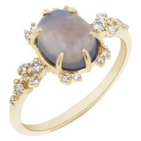 Goldener Verlobungsring mit Opal und Diamanten Zahara